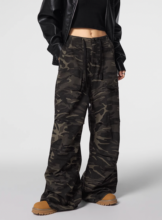 Streetwear baggy pants | Achock Camouflage Drawstring Baggy Work Pants | Face 3 Face