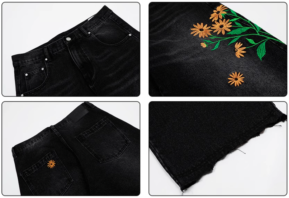 Achock Wash Floral Embroidery Jeans | Face 3 Face