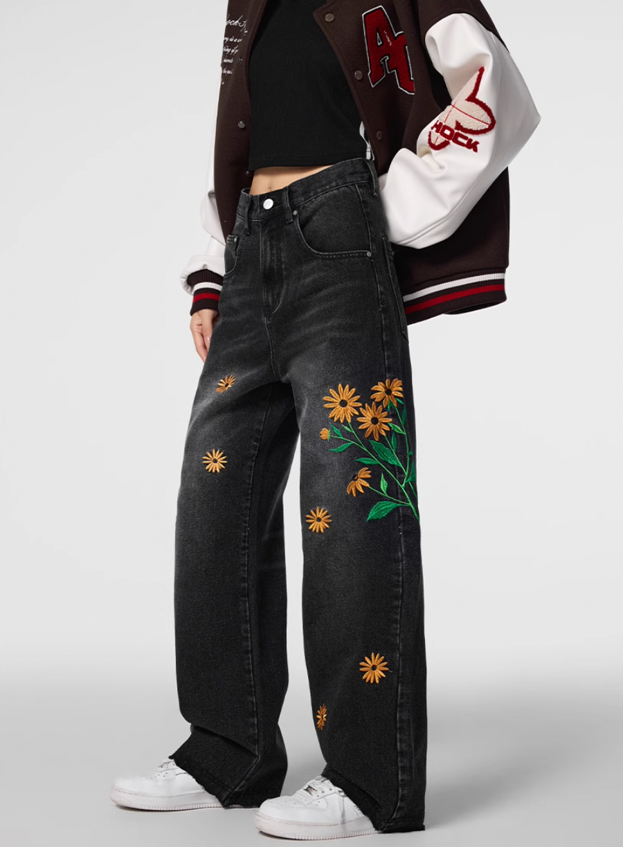 Achock Wash Floral Embroidery Jeans | Face 3 Face