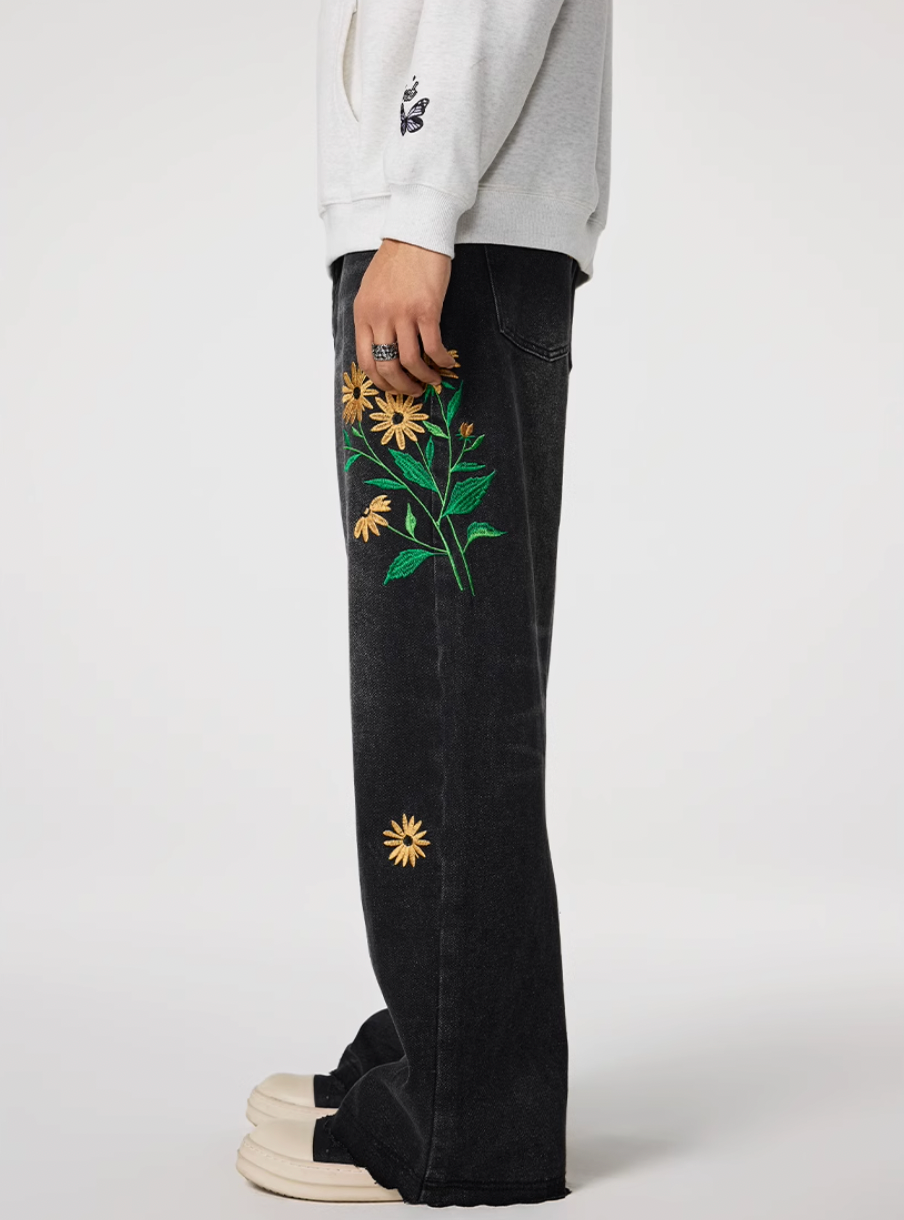 Achock Wash Floral Embroidery Jeans | Face 3 Face