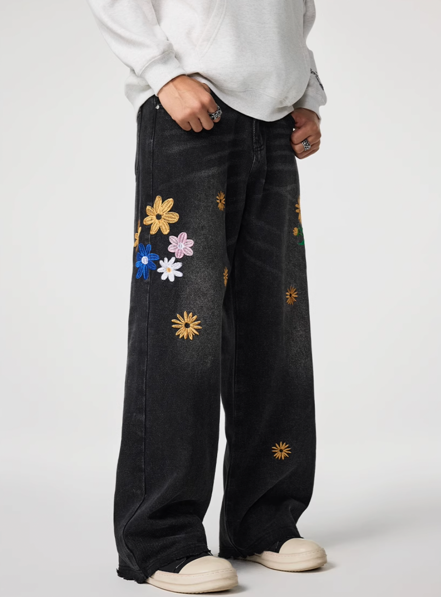 Achock Wash Floral Embroidery Jeans | Face 3 Face