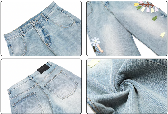 Achock Washed Flower Embroidered Jeans | Face 3 Face