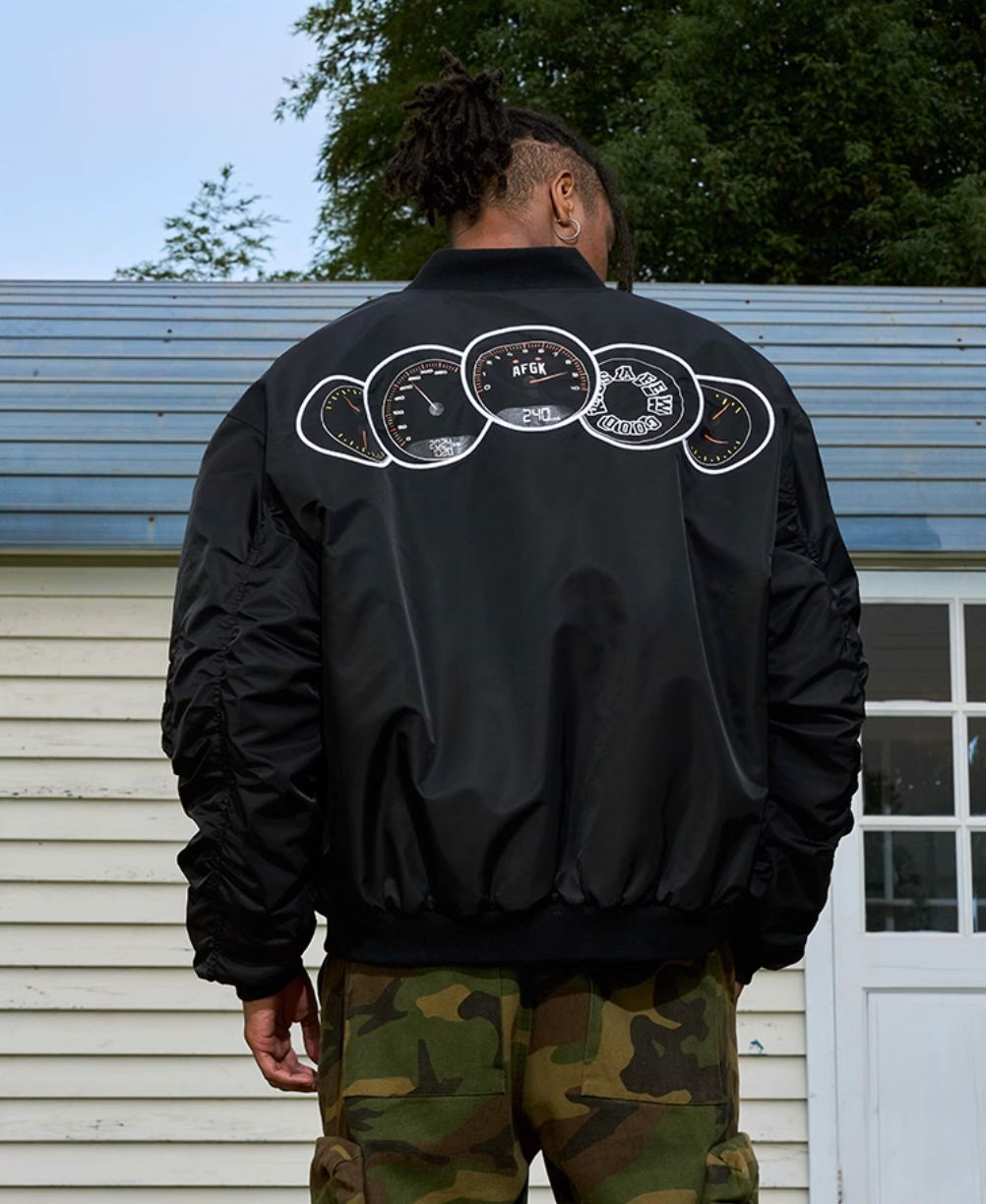 AFGK Tachometer Embroidered MA-1 Bomber Jacket | Face 3 Face
