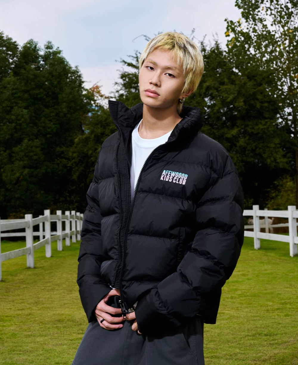 AFGK Gradient Logo Print and Embroidery Down Jacket | Face 3 Face
