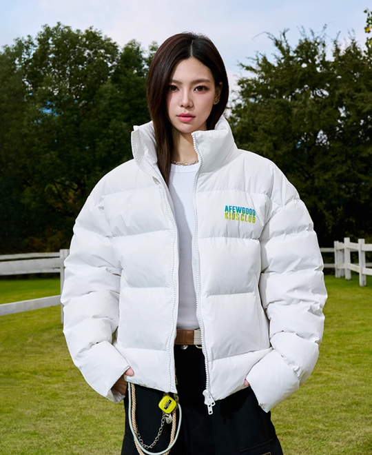 AFGK Gradient Logo Print and Embroidery Down Jacket | Face 3 Face