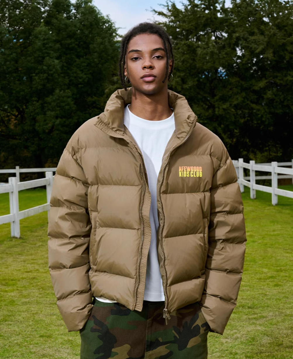 AFGK Gradient Logo Print and Embroidery Down Jacket | Face 3 Face