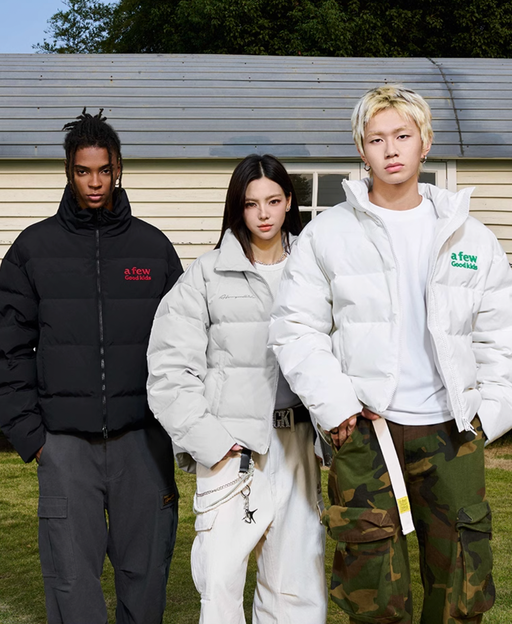 AFGK 3D Embroidered Logo Down Jacket | Face 3 Face