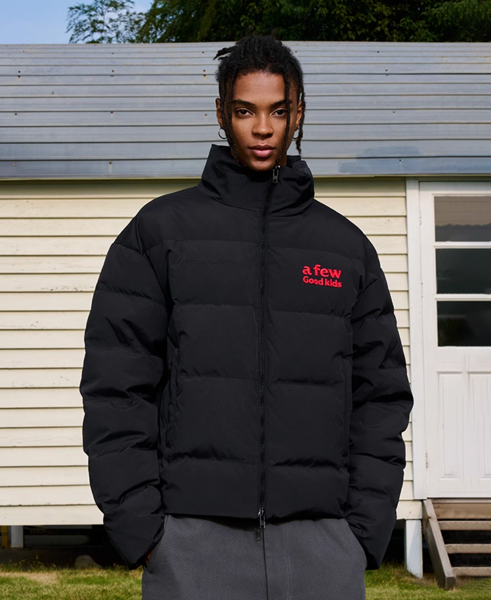 AFGK 3D Embroidered Logo Down Jacket | Face 3 Face