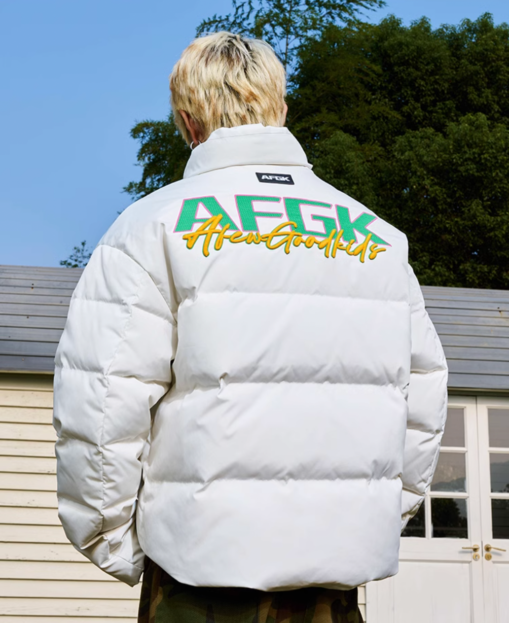 AFGK 3D Embroidered Logo Down Jacket | Face 3 Face