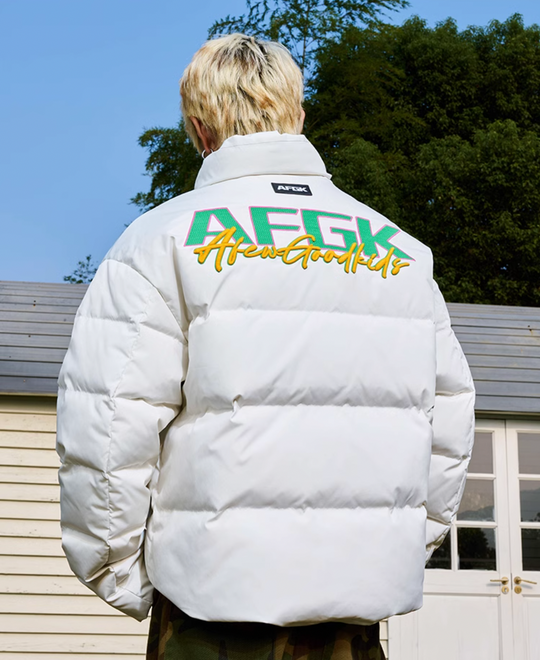 AFGK 3D Embroidered Logo Down Jacket | Face 3 Face