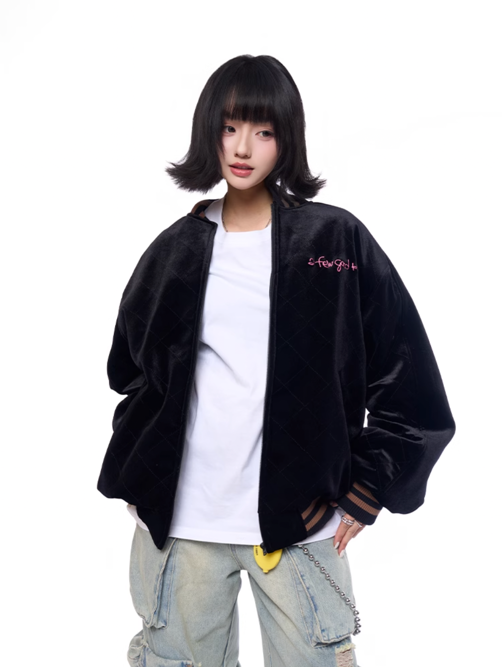 AFGK Dragon Embroidery Velvet Quilted Souvenir Jacket | Face 3 Face