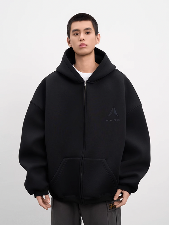 AFGK Air Layer Embroidered Oversized Zip-Up Hoodie | Face 3 Face