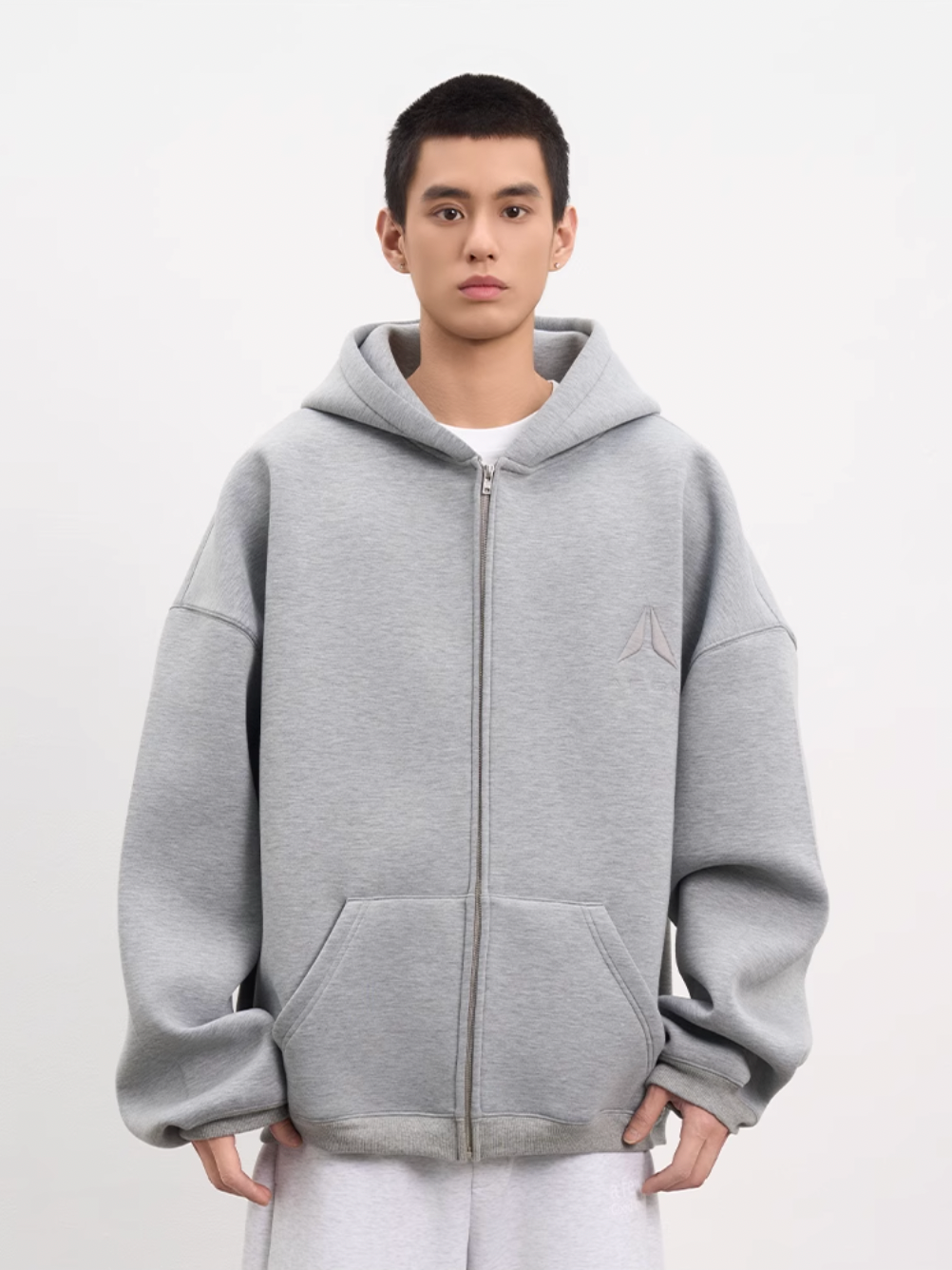 AFGK Air Layer Embroidered Oversized Zip-Up Hoodie | Face 3 Face