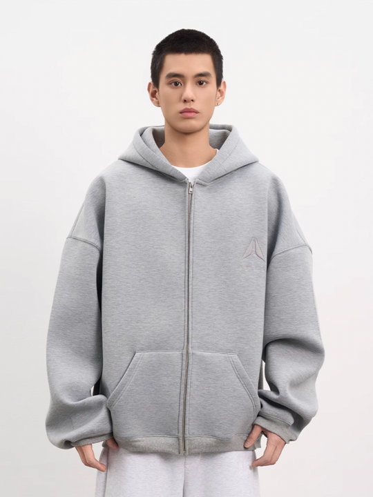 AFGK Air Layer Embroidered Oversized Zip-Up Hoodie | Face 3 Face