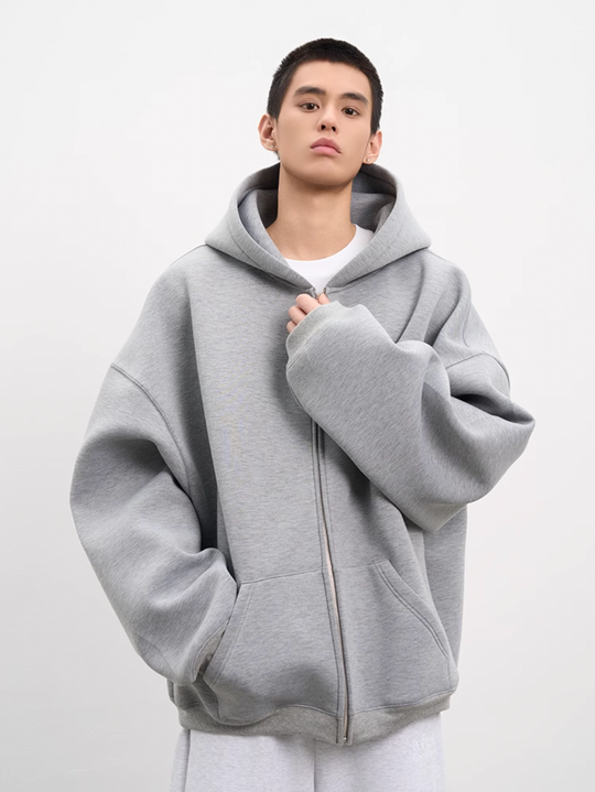 AFGK Air Layer Embroidered Oversized Zip-Up Hoodie | Face 3 Face