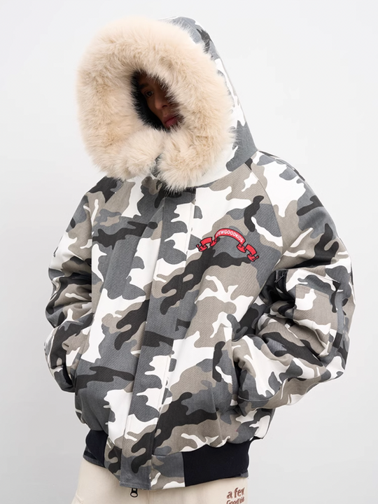 AFGK Fur Hooded Camouflage Military Jacket | Face 3 Face