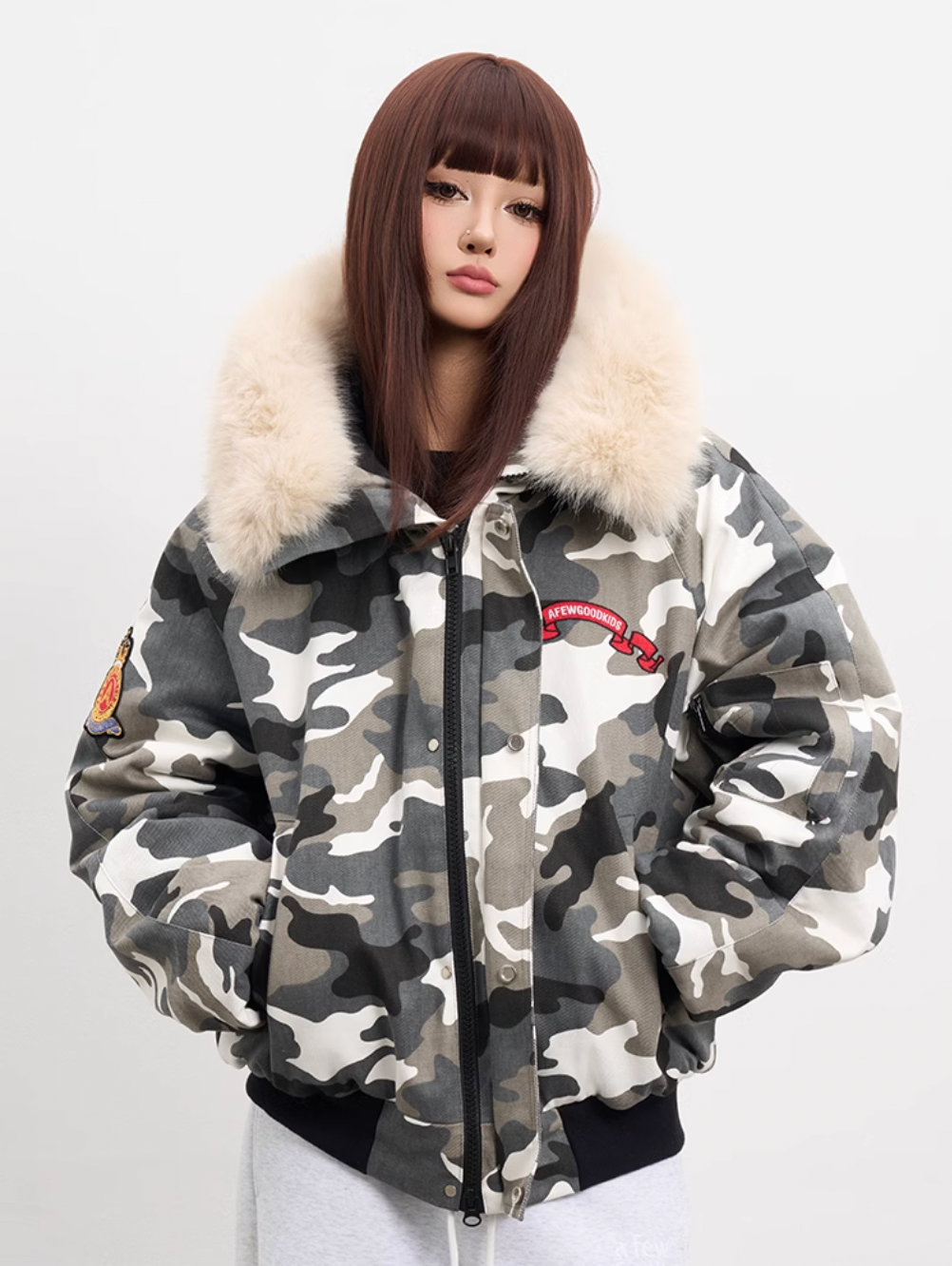 AFGK Fur Hooded Camouflage Military Jacket | Face 3 Face