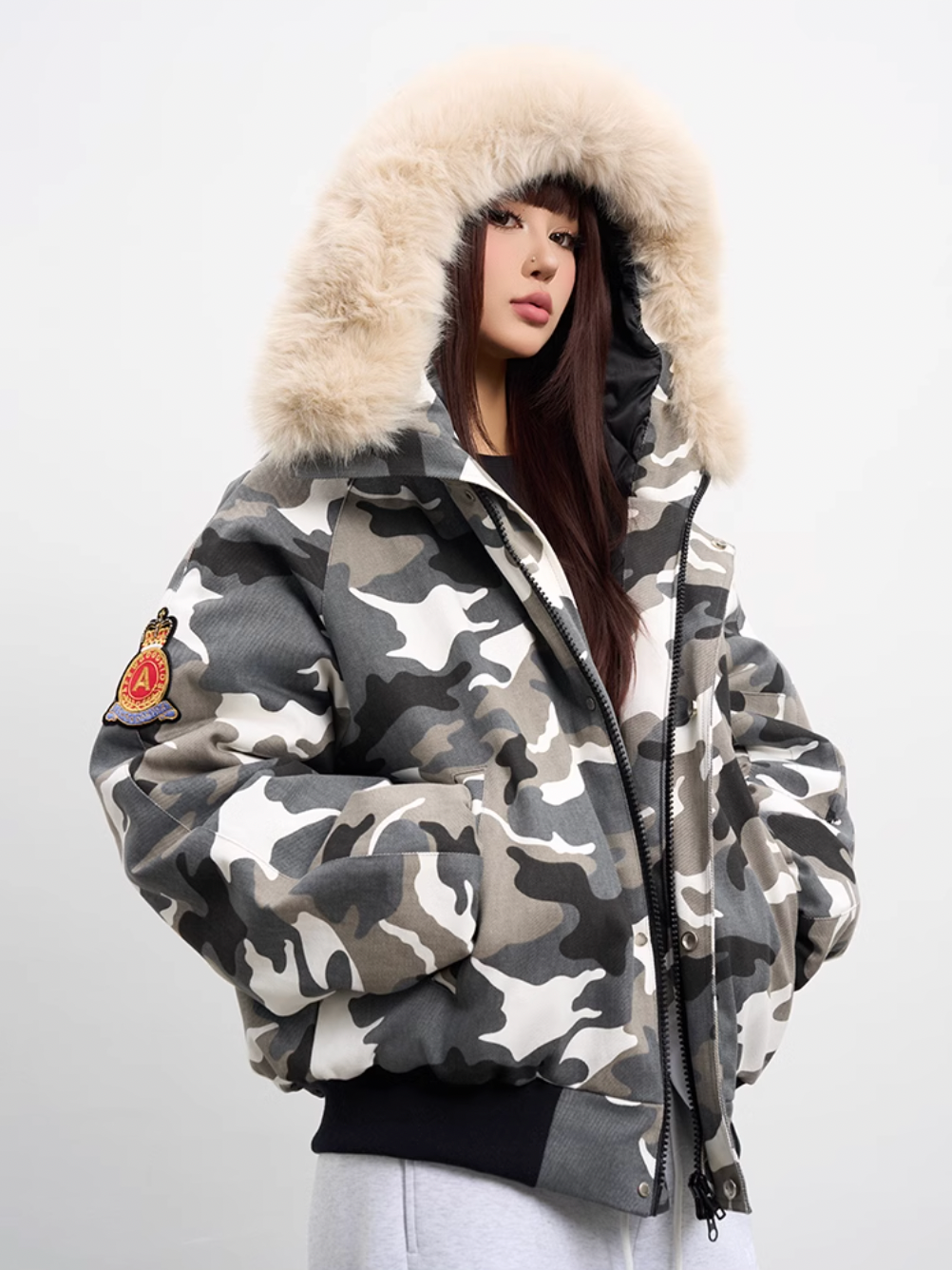 AFGK Fur Hooded Camouflage Military Jacket | Face 3 Face