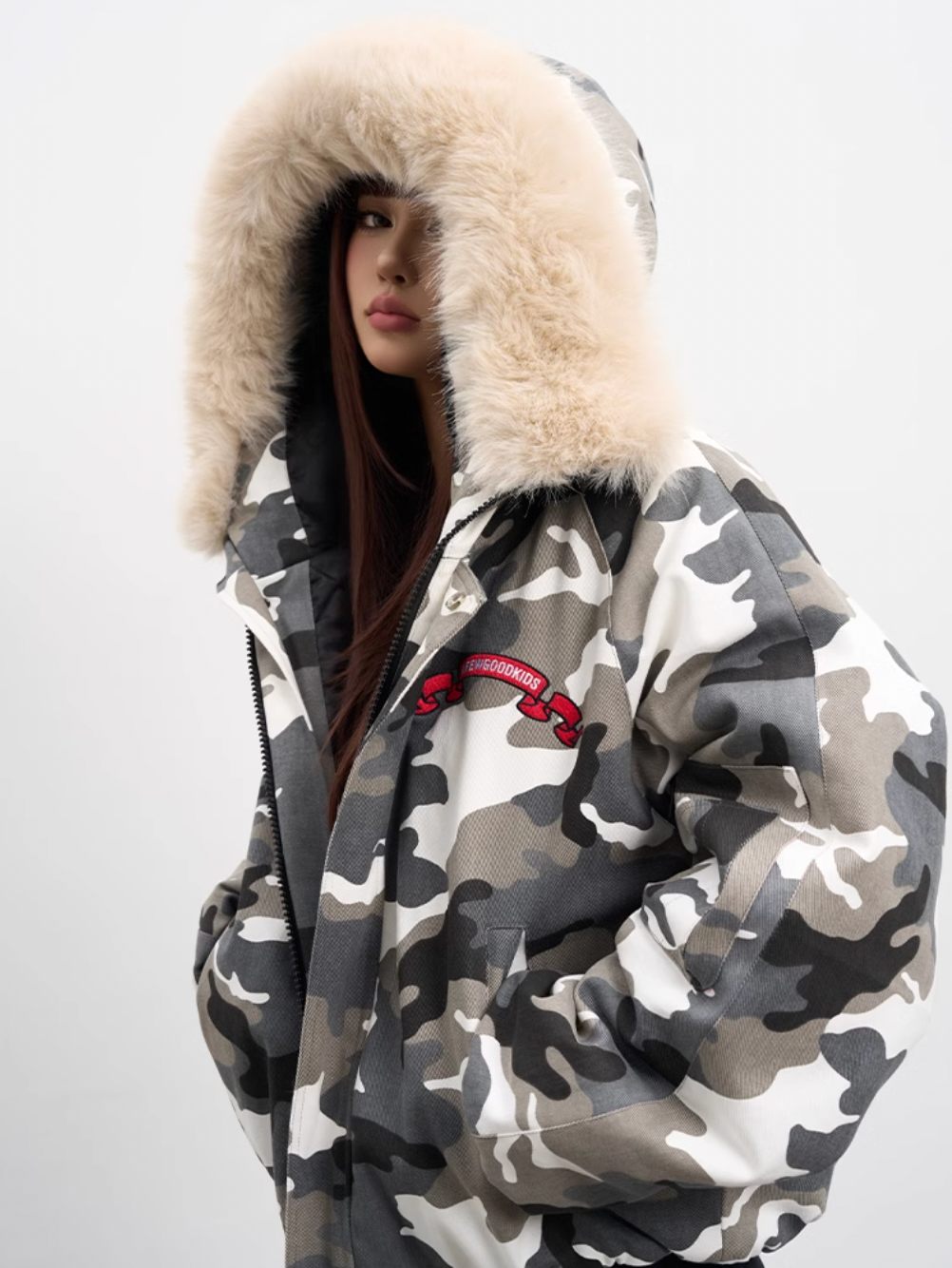 AFGK Fur Hooded Camouflage Military Jacket | Face 3 Face