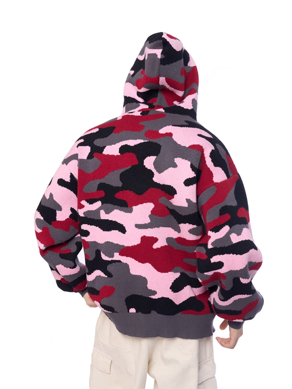 AFGK Pink Camouflage Zip-Up Knit Hoodie | Face 3 Face