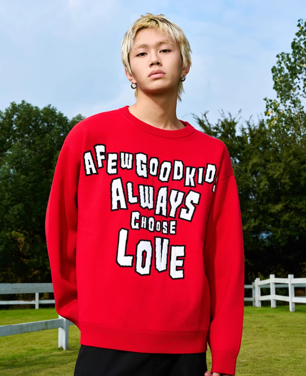 AFGK Slogan Letters Knit Sweater | Face 3 Face