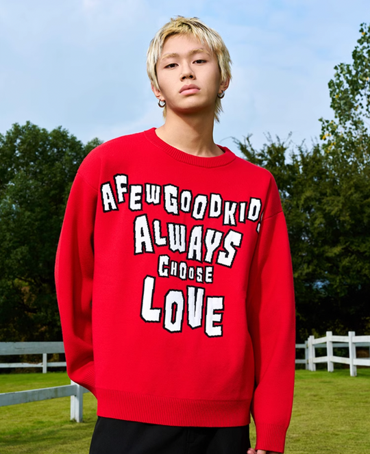 AFGK Slogan Letters Knit Sweater | Face 3 Face