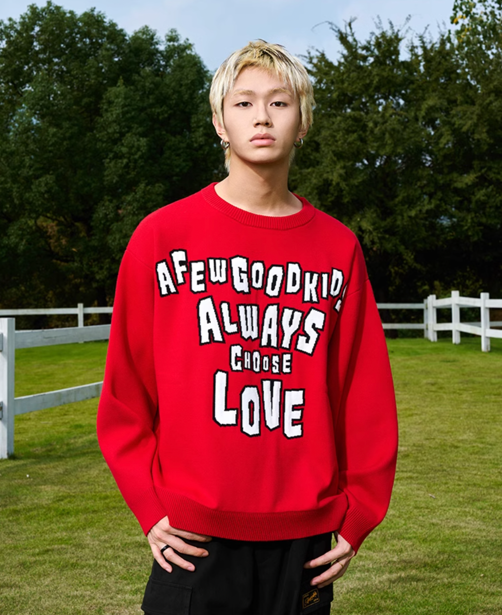 AFGK Slogan Letters Knit Sweater | Face 3 Face