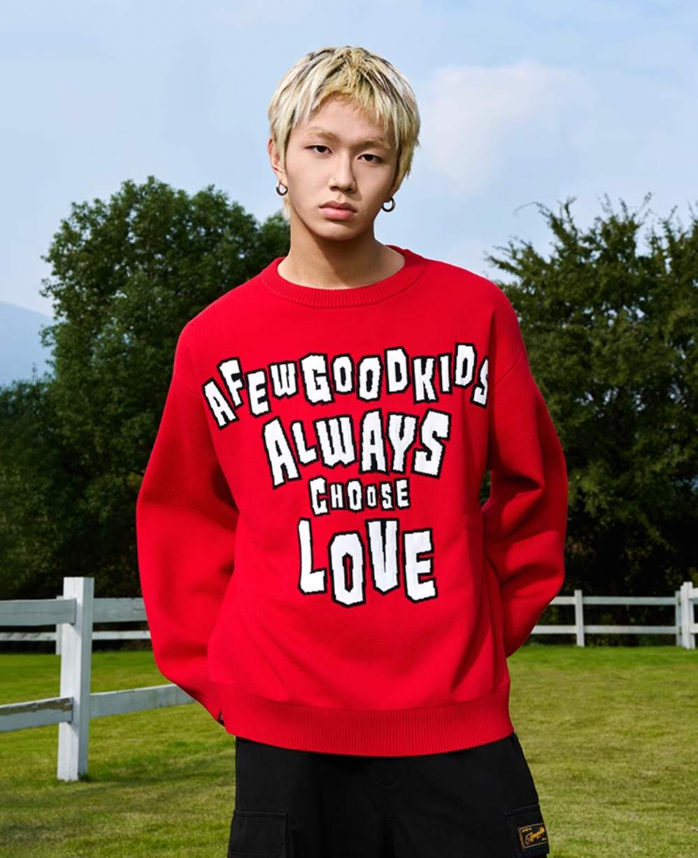 AFGK Slogan Letters Knit Sweater | Face 3 Face