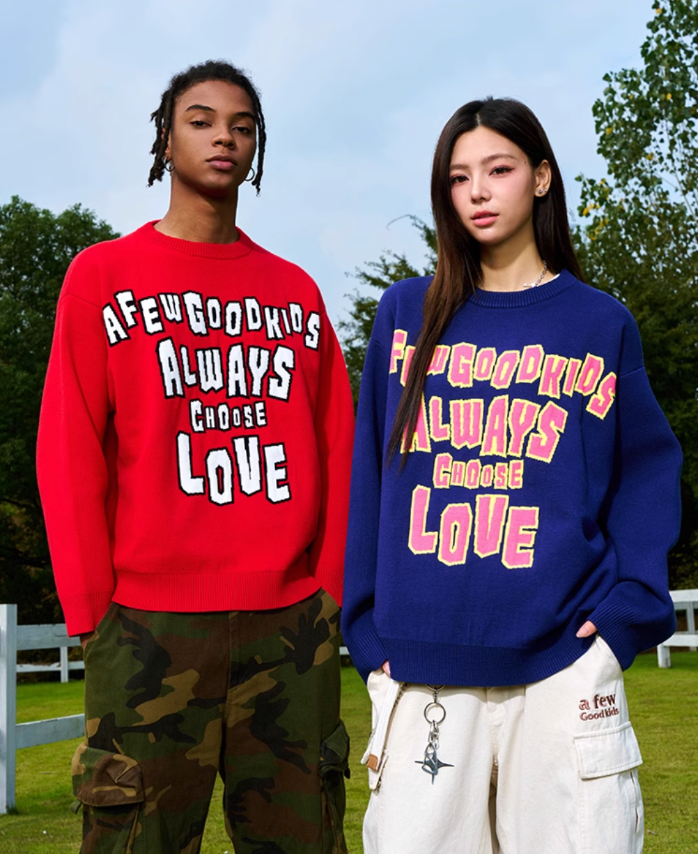AFGK Slogan Letters Knit Sweater | Face 3 Face