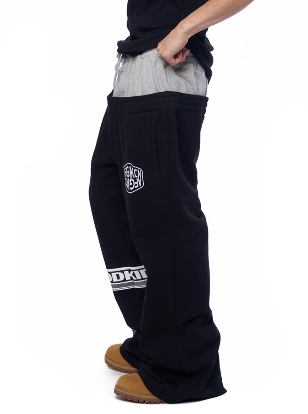 AFGK Two-Piece Layered Double Waist Drawstring Sweatpants | Face 3 Face