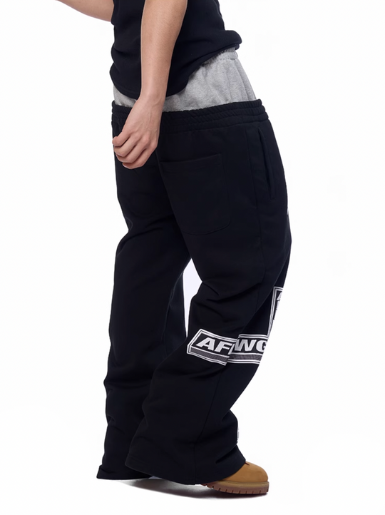 AFGK Two-Piece Layered Double Waist Drawstring Sweatpants | Face 3 Face