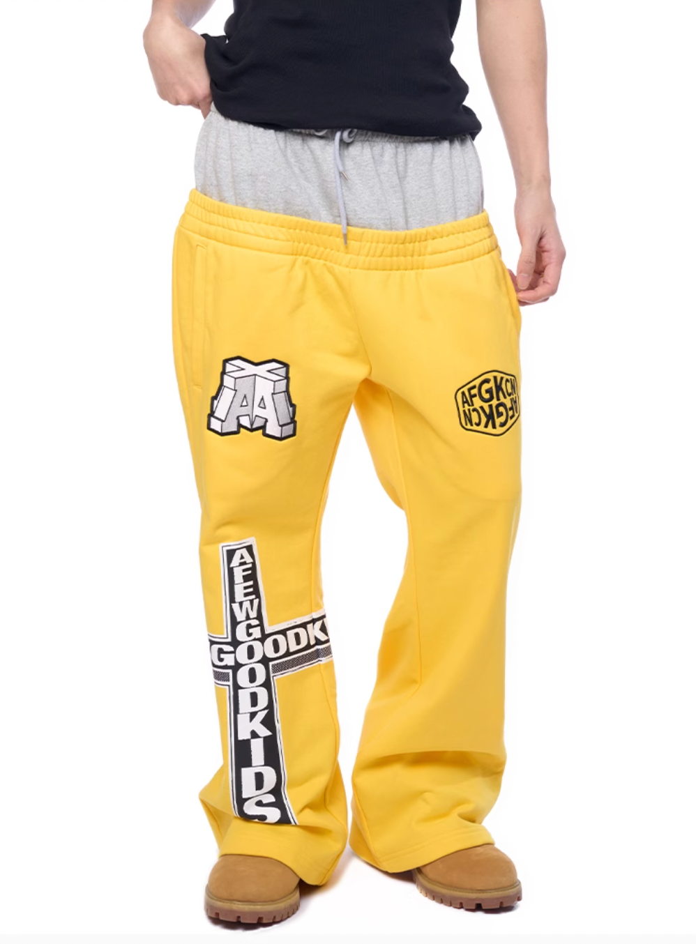 AFGK Two-Piece Layered Double Waist Drawstring Sweatpants | Face 3 Face