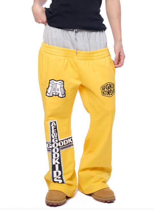 AFGK Two-Piece Layered Double Waist Drawstring Sweatpants | Face 3 Face