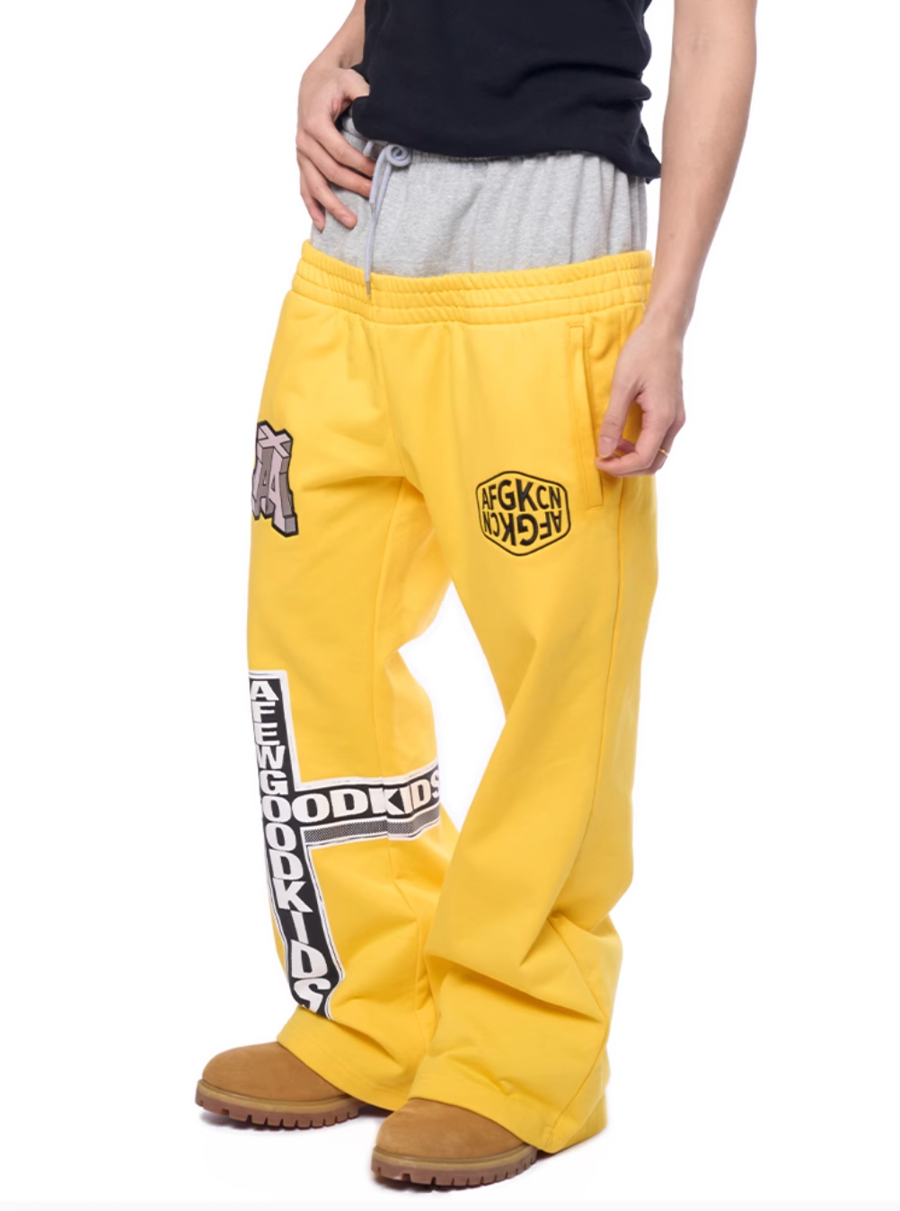 AFGK Two-Piece Layered Double Waist Drawstring Sweatpants | Face 3 Face