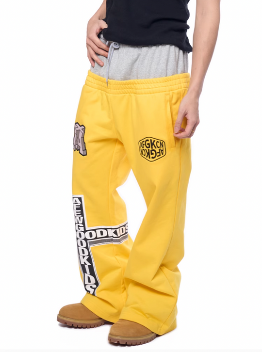 AFGK Two-Piece Layered Double Waist Drawstring Sweatpants | Face 3 Face