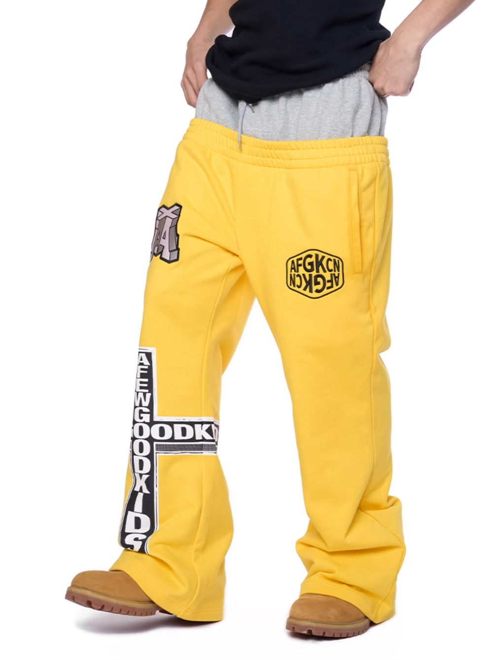 AFGK Two-Piece Layered Double Waist Drawstring Sweatpants | Face 3 Face