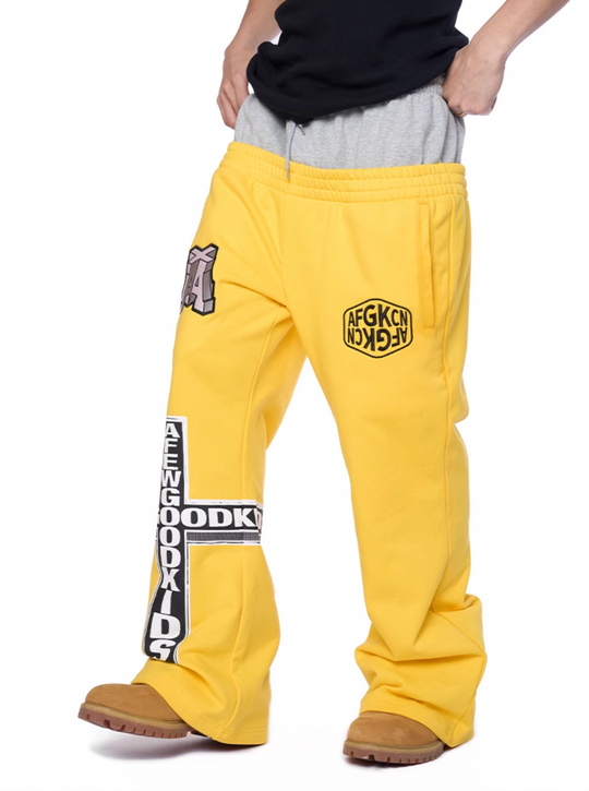 AFGK Two-Piece Layered Double Waist Drawstring Sweatpants | Face 3 Face