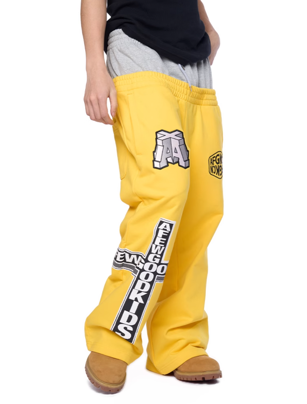 AFGK Two-Piece Layered Double Waist Drawstring Sweatpants | Face 3 Face
