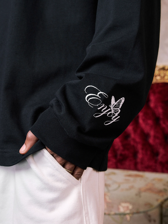 MEDM Big M Butterfly Vine Embroidered Long Sleeve Tee | Face 3 Face