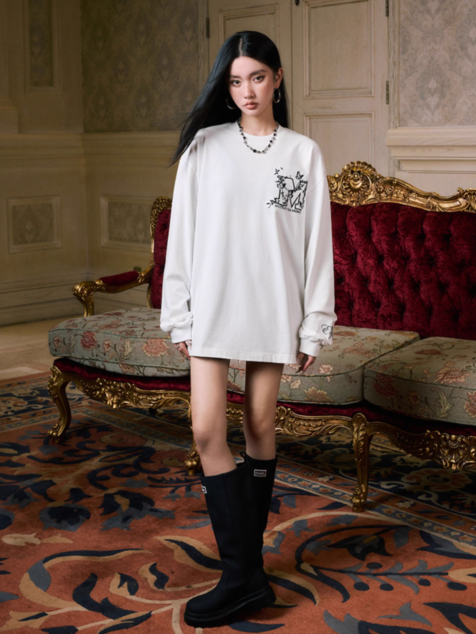 MEDM Big M Butterfly Vine Embroidered Long Sleeve Tee | Face 3 Face