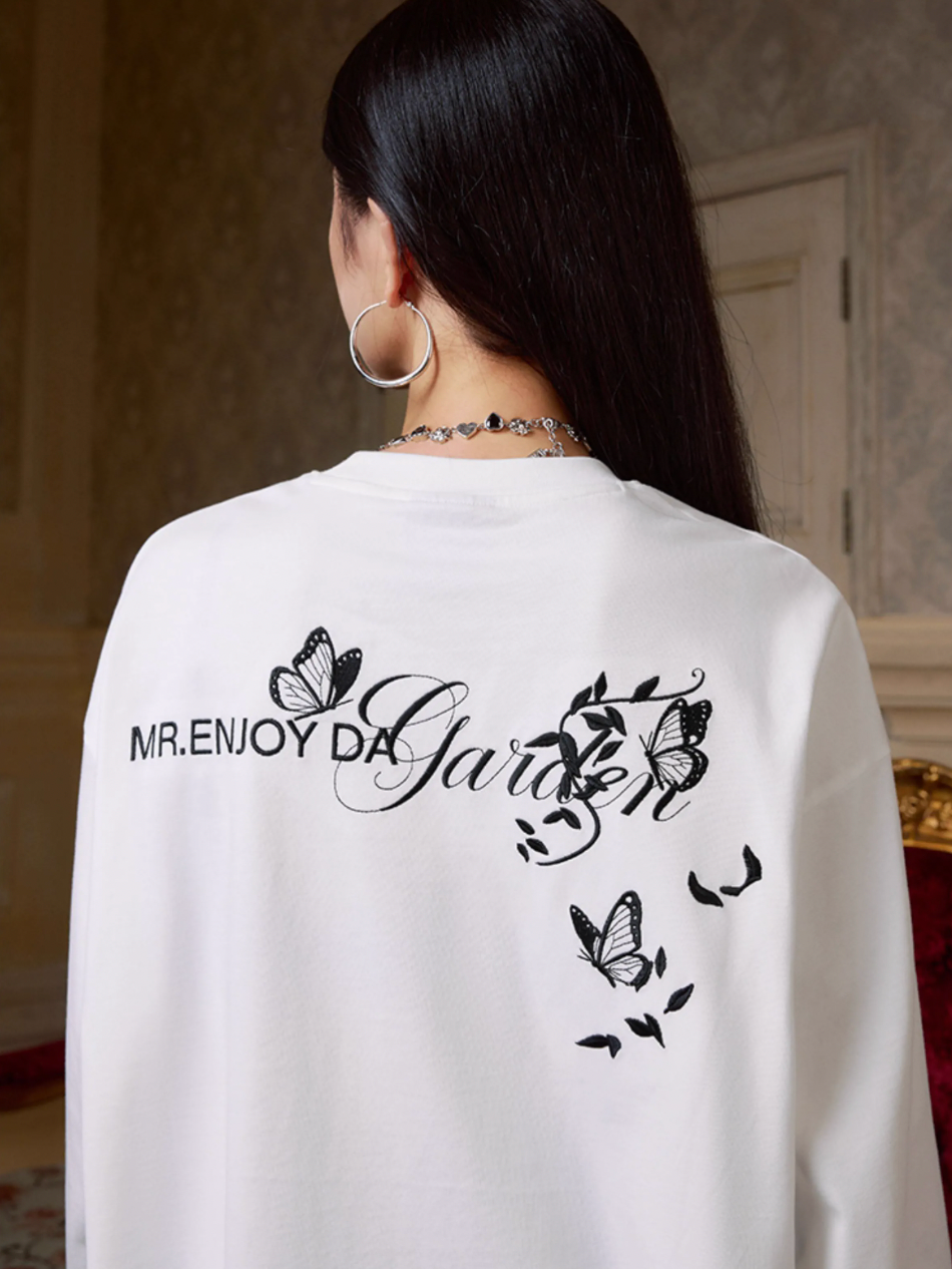 MEDM Big M Butterfly Vine Embroidered Long Sleeve Tee | Face 3 Face