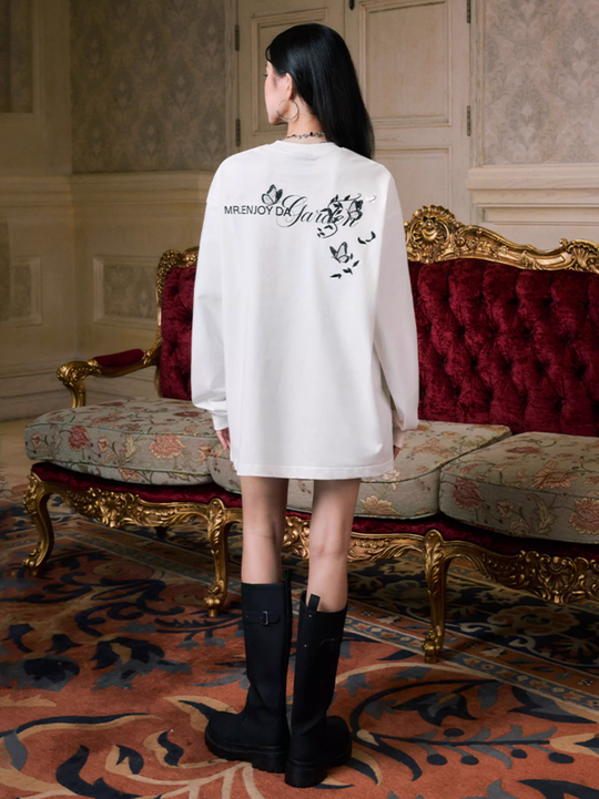 MEDM Big M Butterfly Vine Embroidered Long Sleeve Tee | Face 3 Face