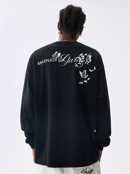 MEDM Big M Butterfly Vine Embroidered Long Sleeve Tee | Face 3 Face