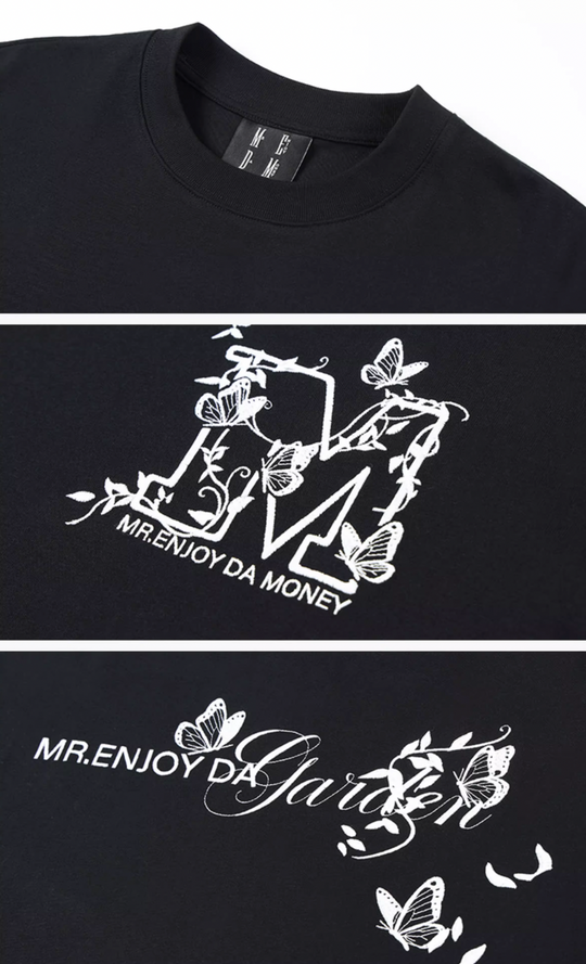 MEDM Big M Butterfly Vine Embroidered Long Sleeve Tee | Face 3 Face