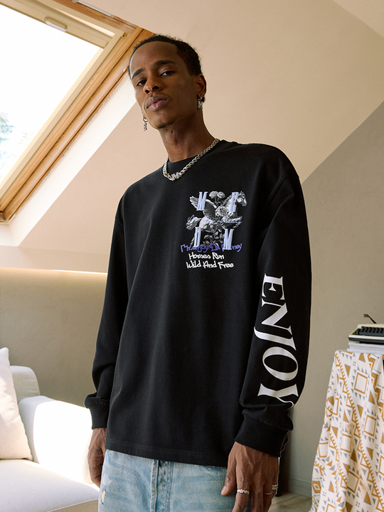 MEDM Pegasus and Rose Logo Long Sleeve Tee | Face 3 Face