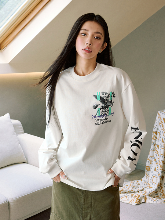 MEDM Pegasus and Rose Logo Long Sleeve Tee | Face 3 Face