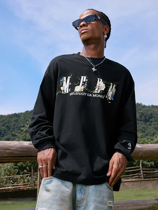 MEDM Vine and Flower Butterfly Logo Long Sleeve Tee | Face 3 Face