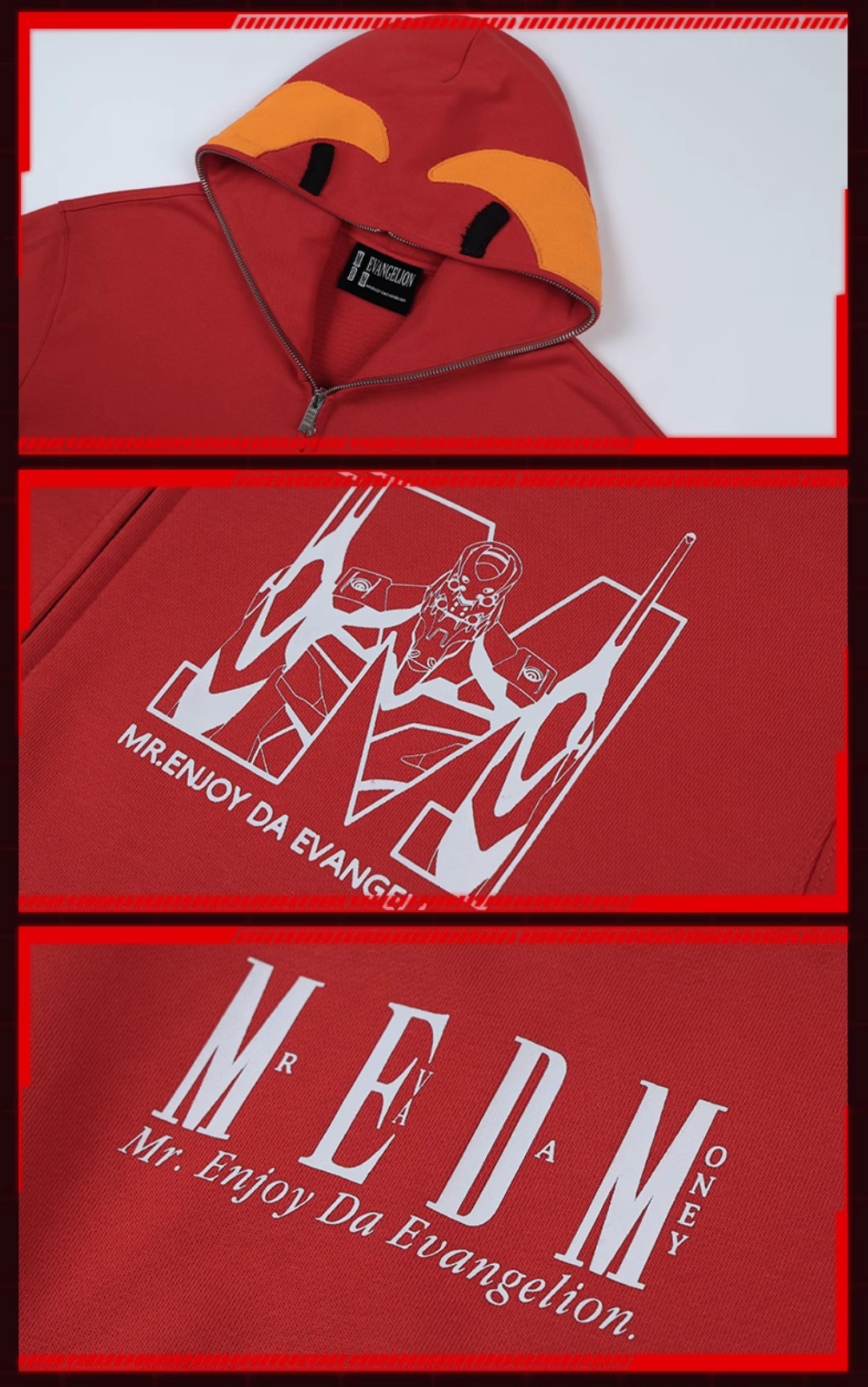 MEDM x EVA Unit-00, Unit-01, Unit-02 Mecha Design Zip-Up Hoodie | Face 3 Face
