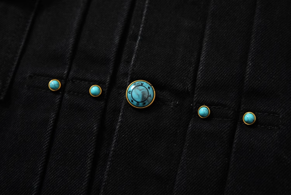 YADcrew Turquoise Pleated Type II Denim Jacket | Face 3 Face