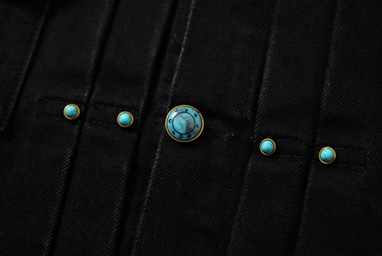 YADcrew Turquoise Pleated Type II Denim Jacket | Face 3 Face